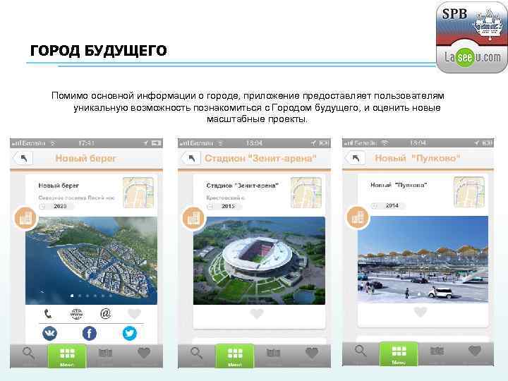 ГОРОД БУДУЩЕГО Помимо основной информации о городе, приложение предоставляет пользователям уникальную возможность познакомиться с