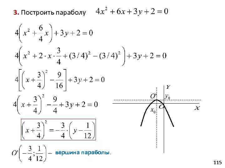 3. Построить параболу вершина параболы. 115 