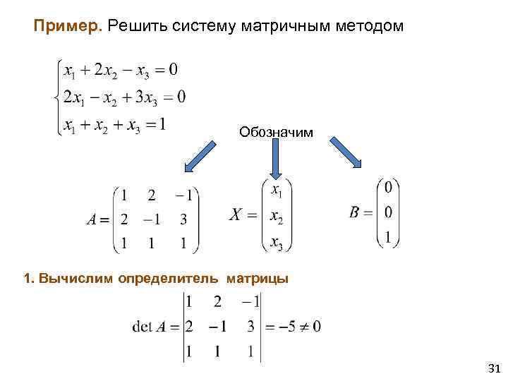 Решение матричным методом