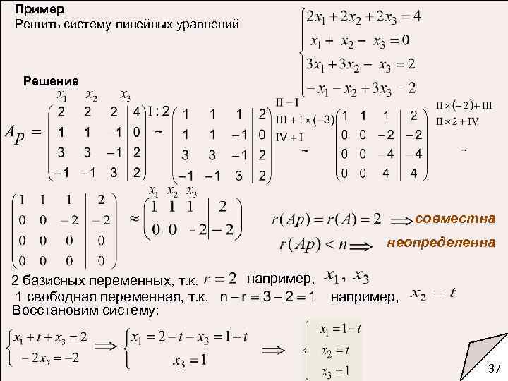 Решение системы линейных уравнений методом определителей