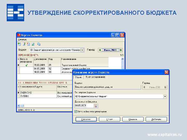 УТВЕРЖДЕНИЕ СКОРРЕКТИРОВАННОГО БЮДЖЕТА www. capitalcse. ru 