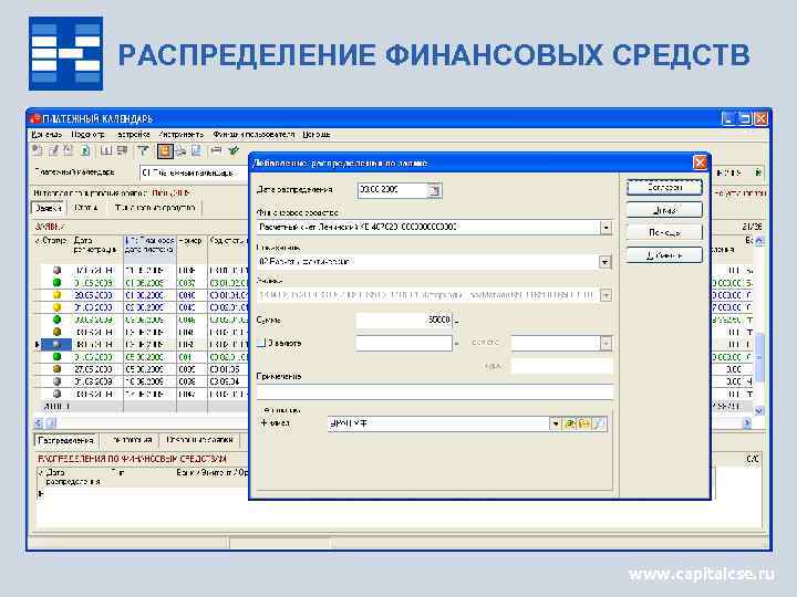 РАСПРЕДЕЛЕНИЕ ФИНАНСОВЫХ СРЕДСТВ www. capitalcse. ru 