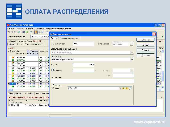 ОПЛАТА РАСПРЕДЕЛЕНИЯ www. capitalcse. ru 