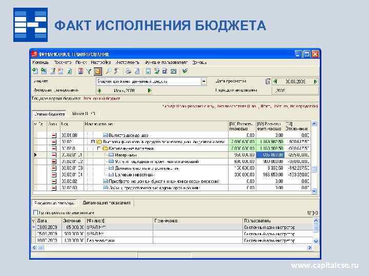 ФАКТ ИСПОЛНЕНИЯ БЮДЖЕТА www. capitalcse. ru 
