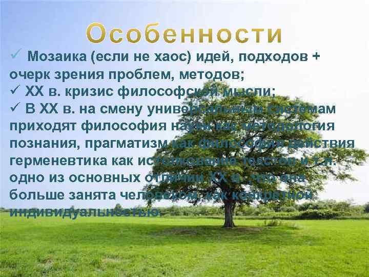 ü Мозаика (если не хаос) идей, подходов + очерк зрения проблем, методов; ü ХХ