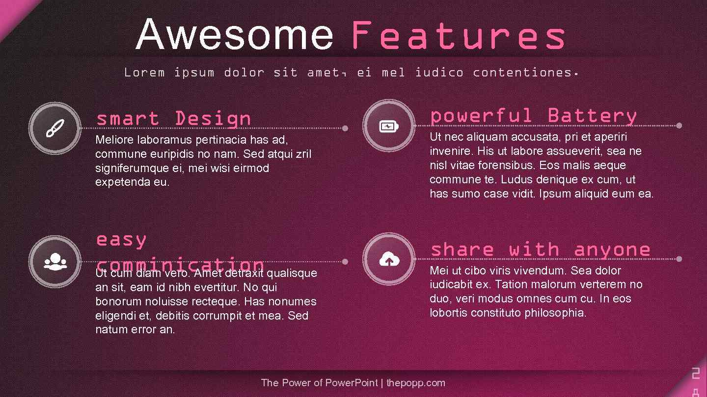 Awesome Features Lorem ipsum dolor sit amet, ei mel iudico contentiones. smart Design powerful