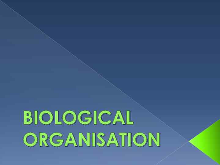 BIOLOGICAL ORGANISATION 