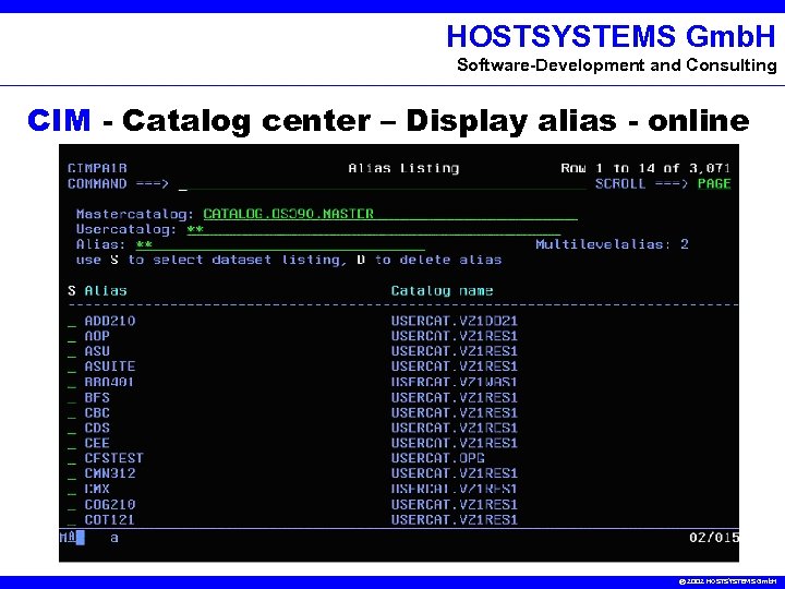 HOSTSYSTEMS Gmb. H Software-Development and Consulting CIM - Catalog center – Display alias -