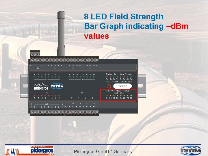 8 LED Field Strength Bar Graph indicating –d. Bm values Piciorgros Gmb. H *