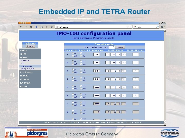 Embedded IP and TETRA Router Piciorgros Gmb. H * Germany 