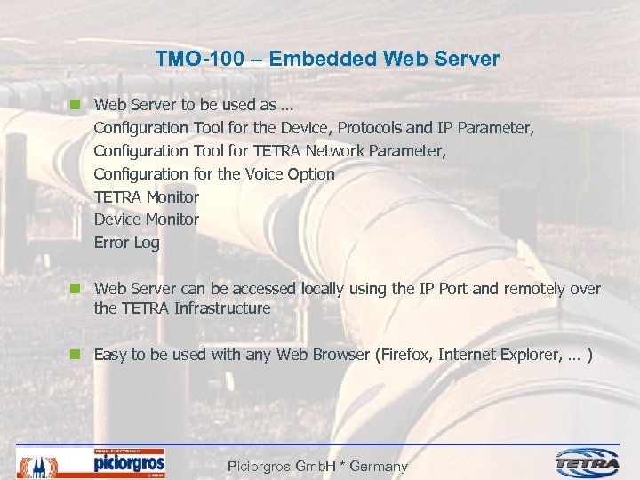 TMO-100 – Embedded Web Server n Web Server to be used as … Configuration