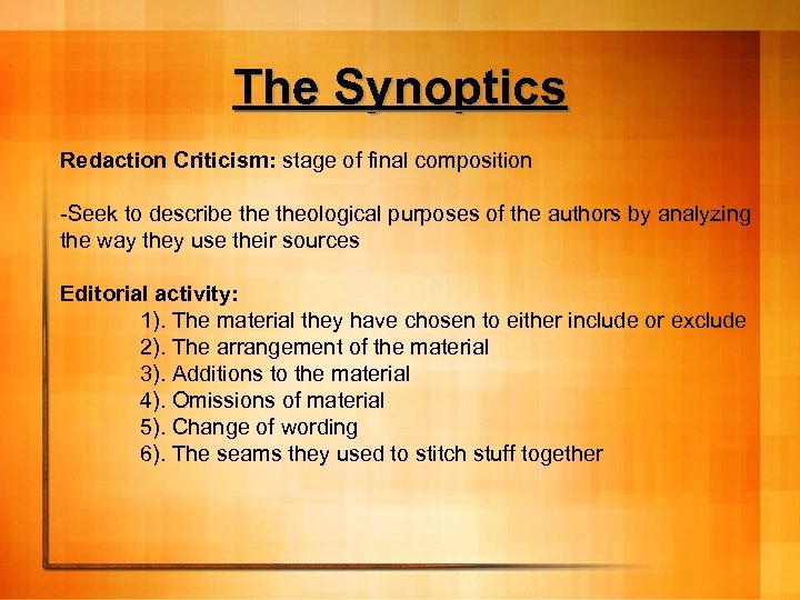 synoptic essay meaning