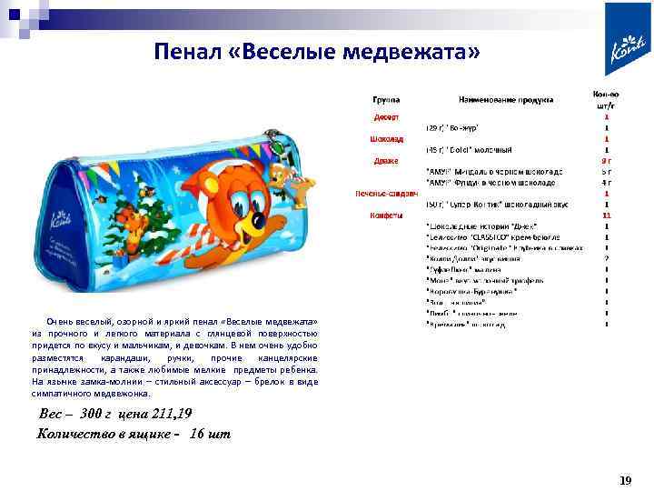 Пенал «Веселые медвежата» Очень веселый, озорной и яркий пенал «Веселые медвежата» из прочного и