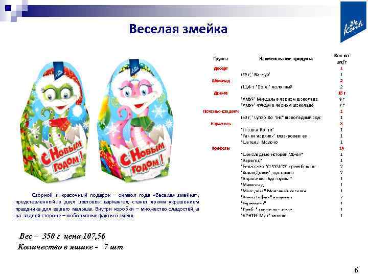 Веселая змейка Озорной и красочный подарок – символ года «Веселая змейка» , представленный в