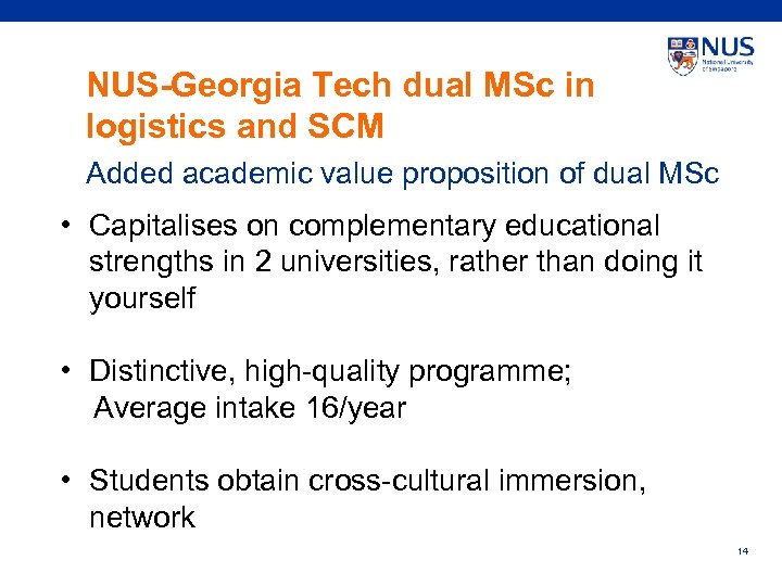 NUS-Georgia Tech dual MSc in logistics and SCM Added academic value proposition of dual