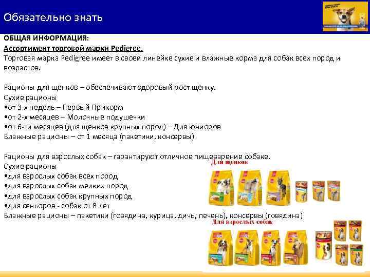 Обязательно знать ОБЩАЯ ИНФОРМАЦИЯ: Ассортимент торговой марки Pedigree. Торговая марка Pedigree имеет в своей