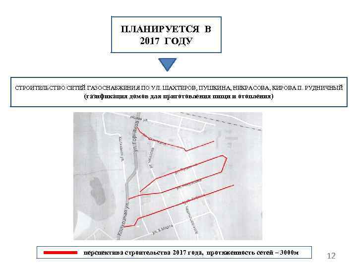 ПЛАНИРУЕТСЯ В 2017 ГОДУ СТРОИТЕЛЬСТВО СЕТЕЙ ГАЗОСНАБЖЕНИЯ ПО УЛ. ШАХТЕРОВ, ПУШКИНА, НЕКРАСОВА, КИРОВА П.