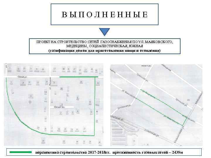 ВЫПОЛНЕННЫЕ ПРОЕКТ НА СТРОИТЕЛЬСТВО СЕТЕЙ ГАЗОСНАБЖЕНИЯ ПО УЛ. МАЯКОВСКОГО, МЕДЕЦИНЫ, СОЦИАЛИСТИЧЕСКАЯ, ЮЖНАЯ (газификация домов