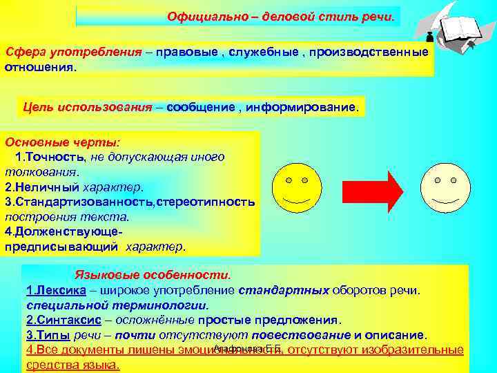 Официально – деловой стиль речи. Сфера употребления – правовые , служебные , производственные отношения.