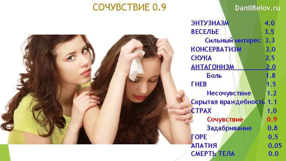 СОЧУВСТВИЕ 0. 9 Danil. Belov. ru ЭНТУЗИАЗМ 4. 0 ВЕСЕЛЬЕ 3. 5 Сильный интерес