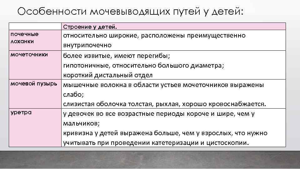 Особенности мочевыводящих путей у детей: почечные лоханки мочеточники мочевой пузырь уретра Строение у детей.