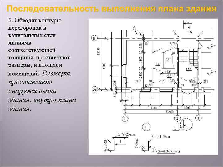 На планах этажей площади проставляют в углу помещения технологического участка и подчеркивают