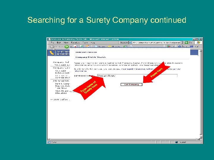 Searching for a Surety Company continued 
