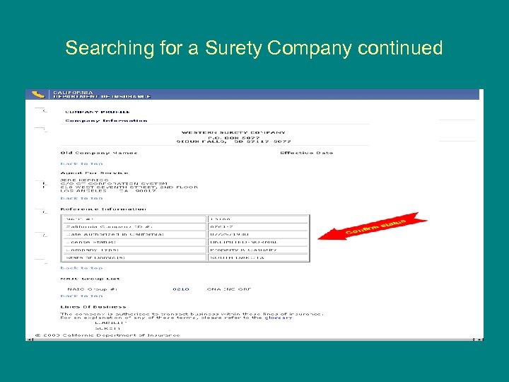 Searching for a Surety Company continued 