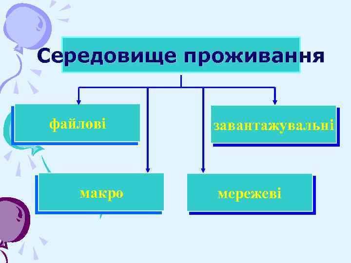 Середовище проживання файлові макро завантажувальні мережеві 