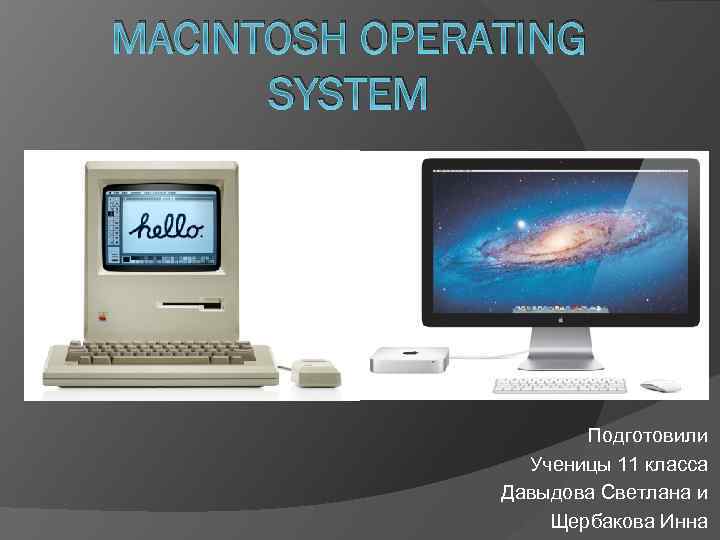 MACINTOSH OPERATING SYSTEM Подготовили Ученицы 11 класса Давыдова Светлана и Щербакова Инна 