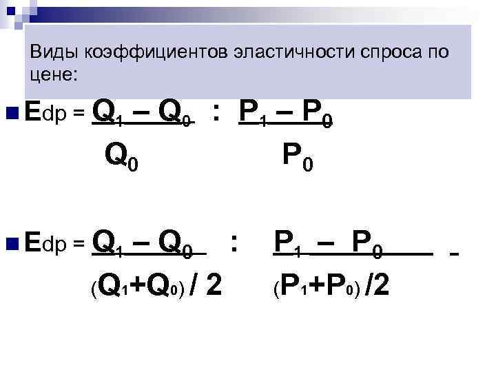 Виды коэффициентов