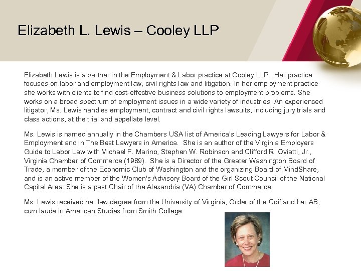 Elizabeth L. Lewis – Cooley LLP Elizabeth Lewis is a partner in the Employment