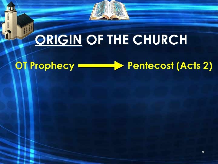 ORIGIN OF THE CHURCH OT Prophecy Pentecost (Acts 2) 18 