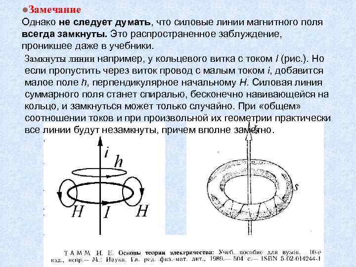 l. Замечание Однако не следует думать, что силовые линии магнитного поля всегда замкнуты. Это