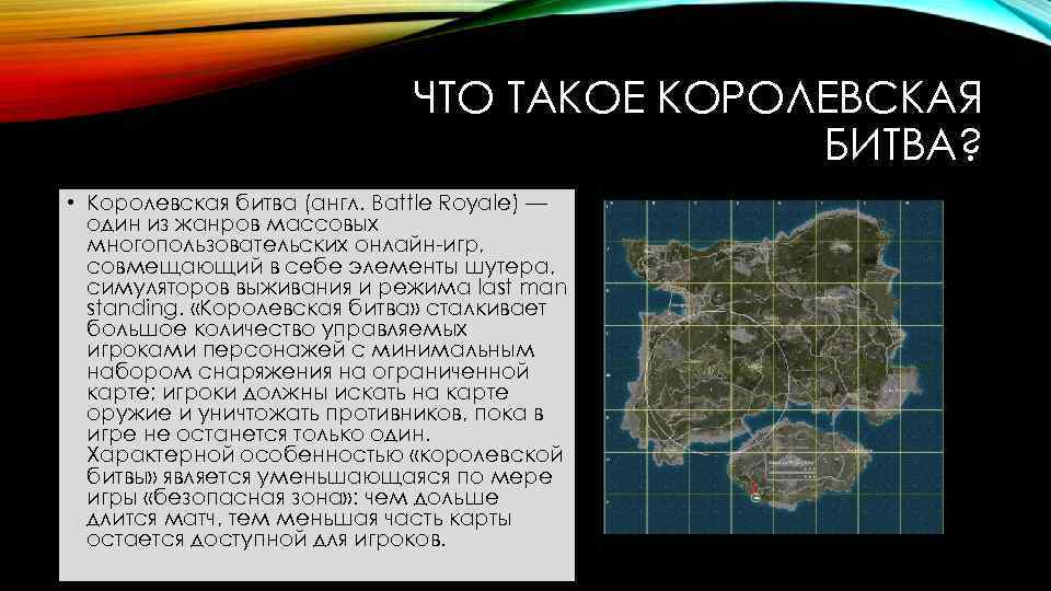 ЧТО ТАКОЕ КОРОЛЕВСКАЯ БИТВА? • Королевская битва (англ. Battle Royale) — один из жанров