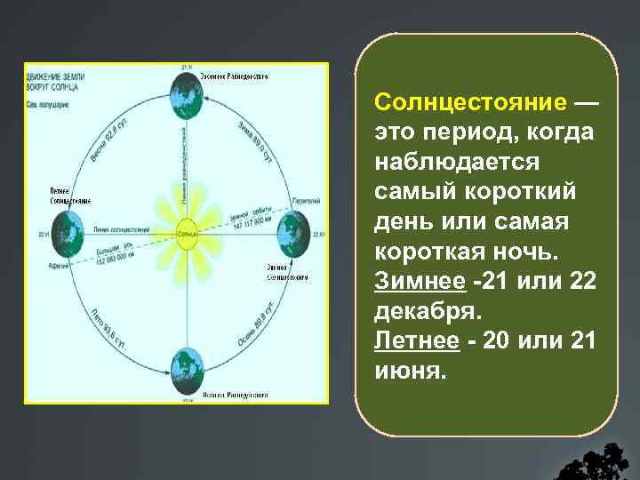 Солнцестояние — это период, когда наблюдается самый короткий день или самая короткая ночь. Зимнее