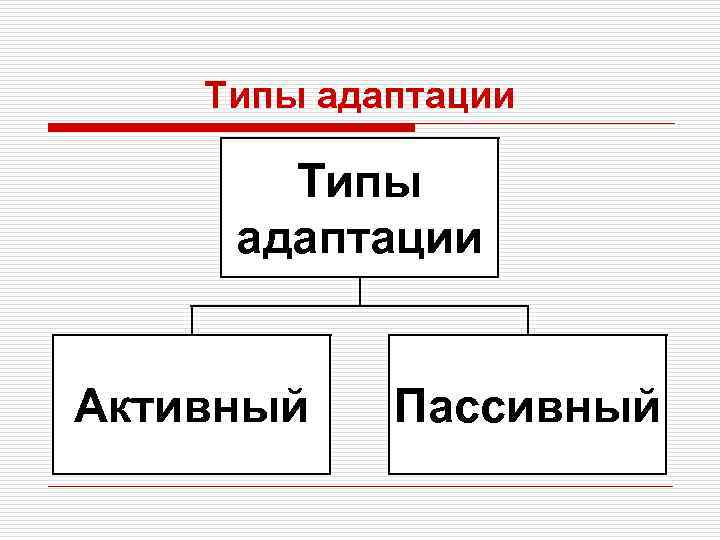 Типы адаптации Активный Пассивный 