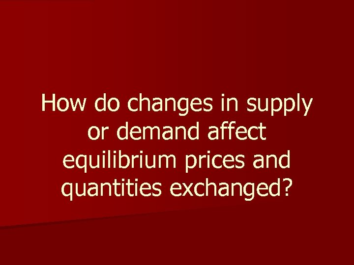 How do changes in supply or demand affect equilibrium prices and quantities exchanged? 