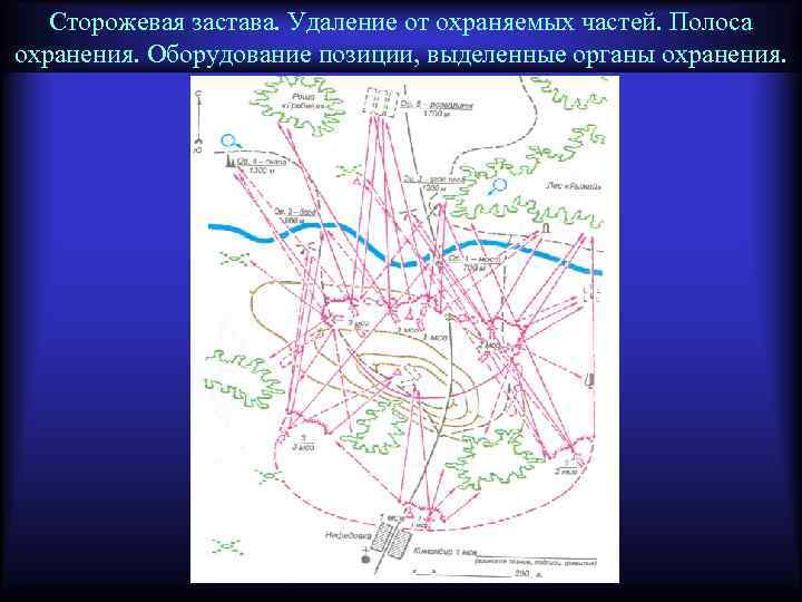 Сторожевая застава. Удаление от охраняемых частей. Полоса охранения. Оборудование позиции, выделенные органы охранения. 
