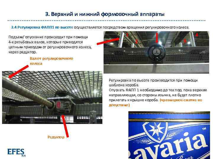 3. Верхний и нижний формовочный аппараты 3. 4 Регулировка ФАПП 1 по высоте осуществляется