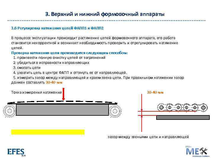 3. Верхний и нижний формовочный аппараты 3. 6 Регулировка натяжения цепей ФАПП 1 и