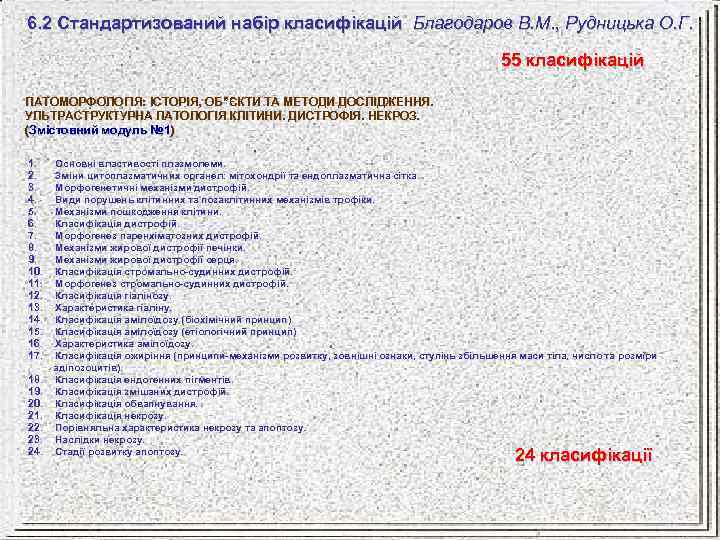 6. 2 Стандартизований набір класифікацій Благодаров В. М. , Рудницька О. Г. 55 класифікацій