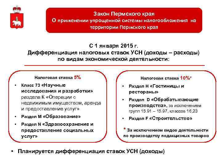 Закон Пермского края О применении упрощенной системы налогообложения на территории Пермского края С 1
