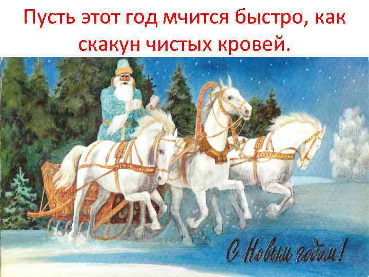 Пусть этот год мчится быстро, как скакун чистых кровей. 