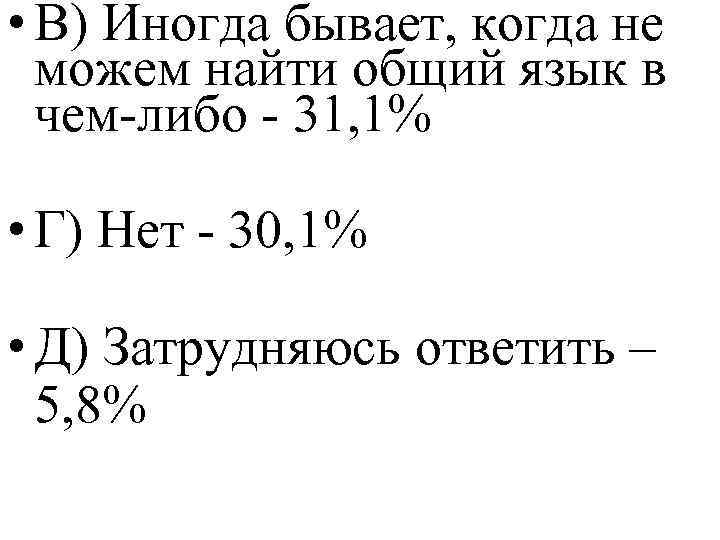  • В) Иногда бывает, когда не можем найти общий язык в чем-либо -