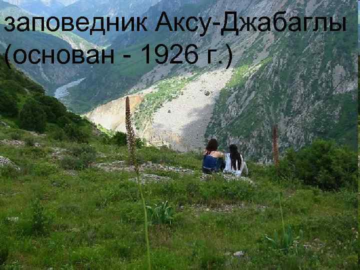 заповедник Аксу-Джабаглы (основан - 1926 г. ) 