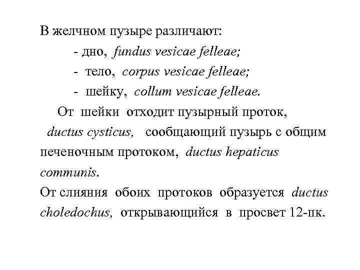 В желчном пузыре различают: - дно, fundus vesicae felleae; - тело, corpus vesicae felleae;