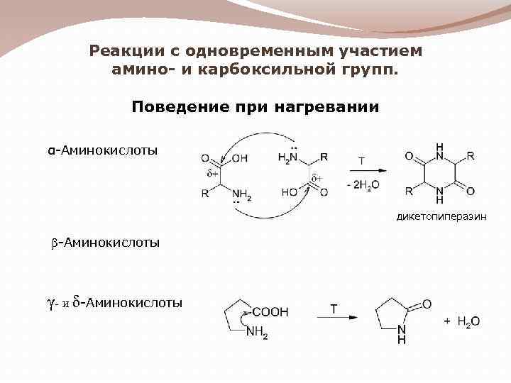 Реакции аминокислот. Нагревание Альфа аминокислот. Нагревание бета аминокислот. Гамма аминокислоты при нагревании. Нагревание аминокислот реакция.