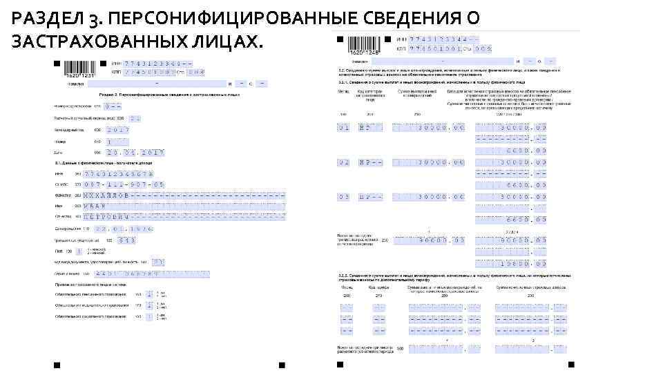 РАЗДЕЛ 3. ПЕРСОНИФИЦИРОВАННЫЕ СВЕДЕНИЯ О ЗАСТРАХОВАННЫХ ЛИЦАХ. 