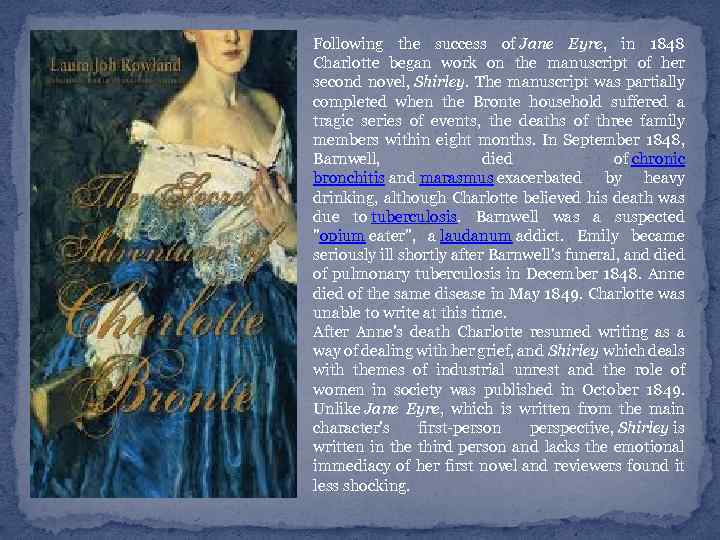 Following the success of Jane Eyre, in 1848 Charlotte began work on the manuscript